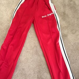 Palm Angels Red and White Sweatpants